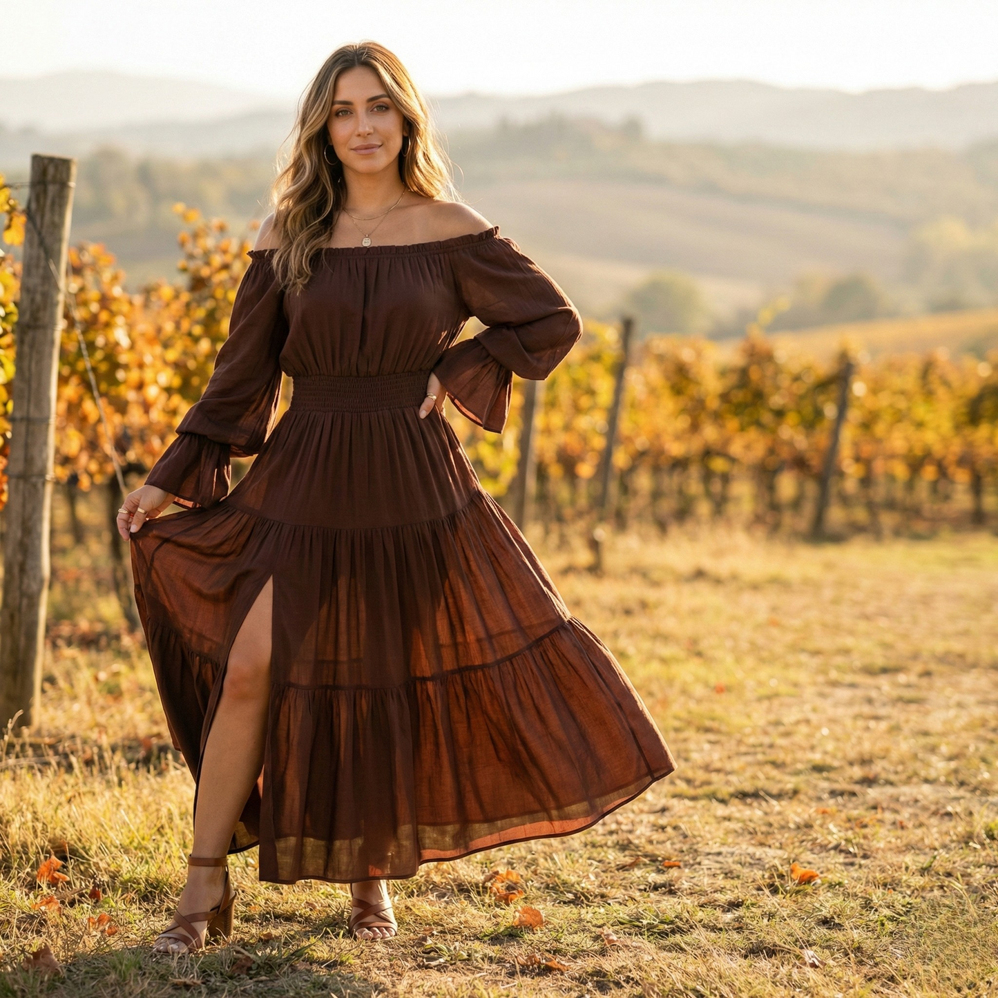 Rosé Dreams Off-Shoulder Maxi Dress