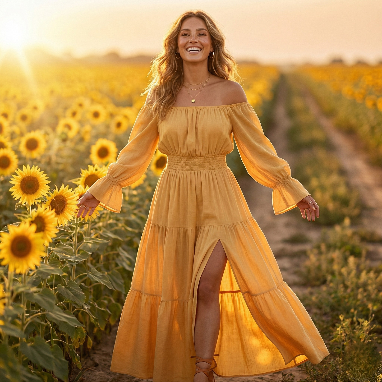 Rosé Dreams Off-Shoulder Maxi Dress